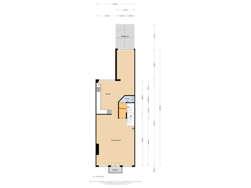 Bekijk plattegrond van 2e verdieping van Leliegracht 12-1