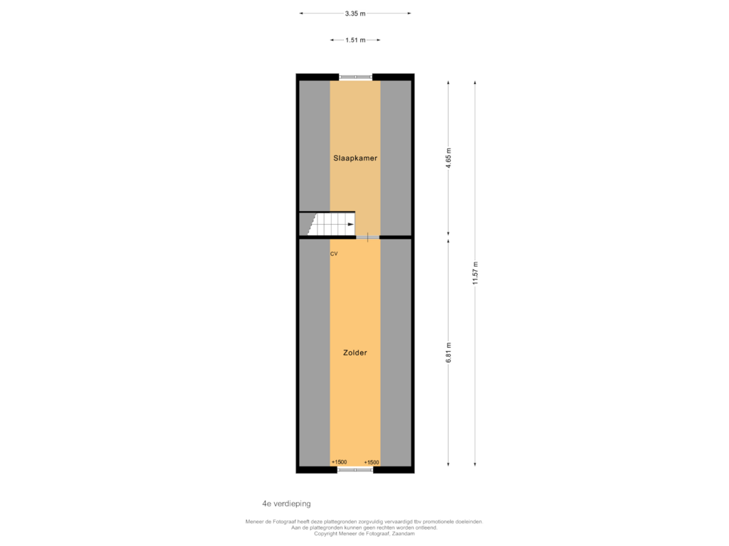 Bekijk plattegrond van 4e verdieping van Leliegracht 12-1