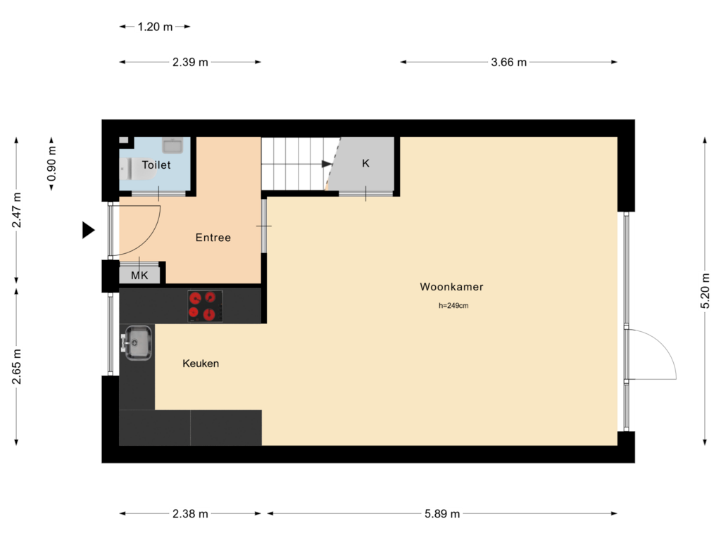 Bekijk plattegrond van Begane Grond van Barbaragang 19