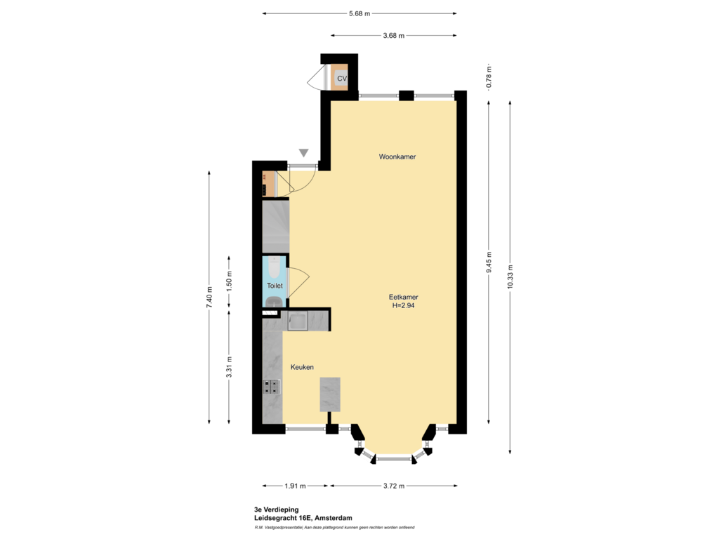 View floorplan of 3e Verdieping of Leidsegracht 16-E