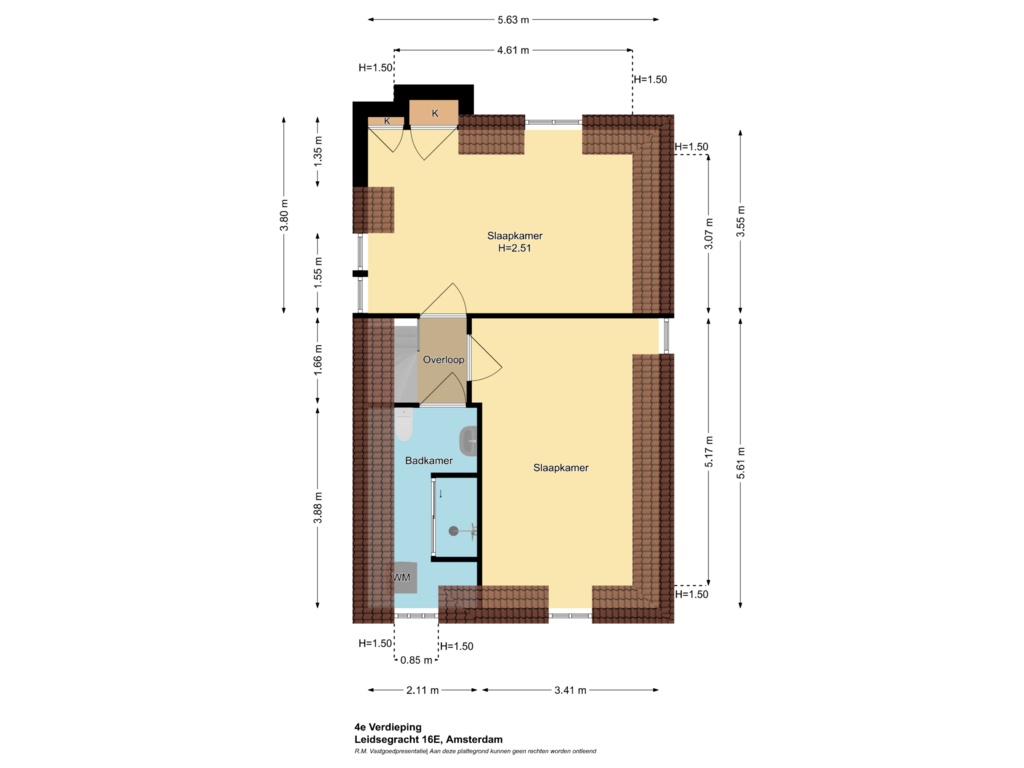 View floorplan of 4e Verdieping of Leidsegracht 16-E