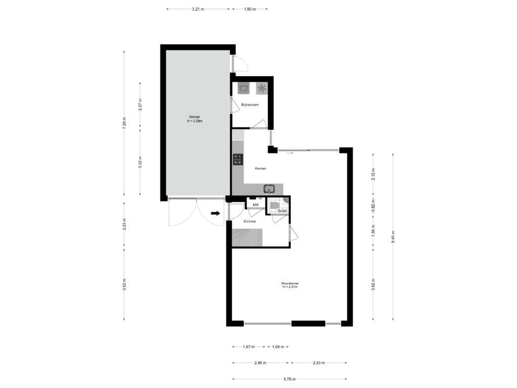 View floorplan of Begane Grond of Vuurdoornweg 75