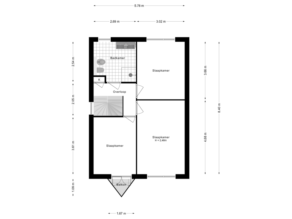 View floorplan of 1e Verdieping of Vuurdoornweg 75