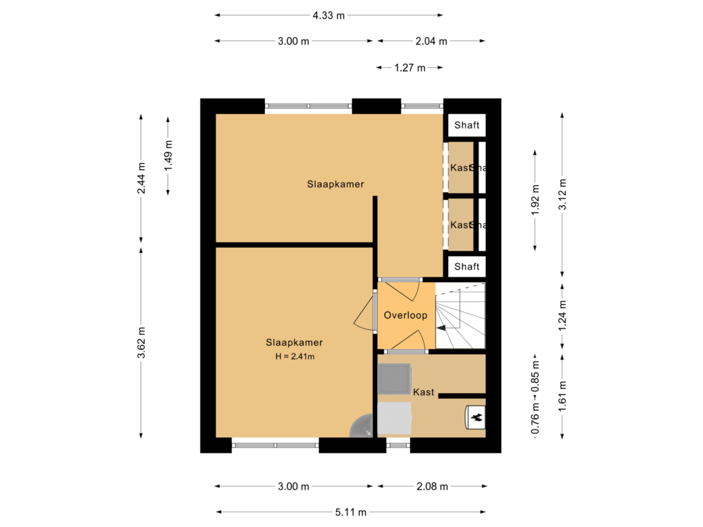 Bekijk plattegrond van  Tweede verdieping van Bredholm 14