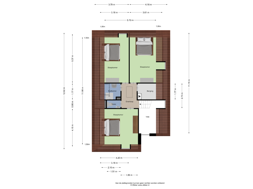 View floorplan of Eerste verdieping of Klappermanstraat 21