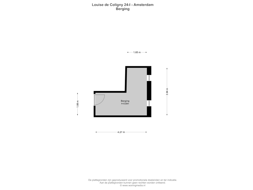 Bekijk plattegrond van Berging van Louise de Colignystraat 24-1