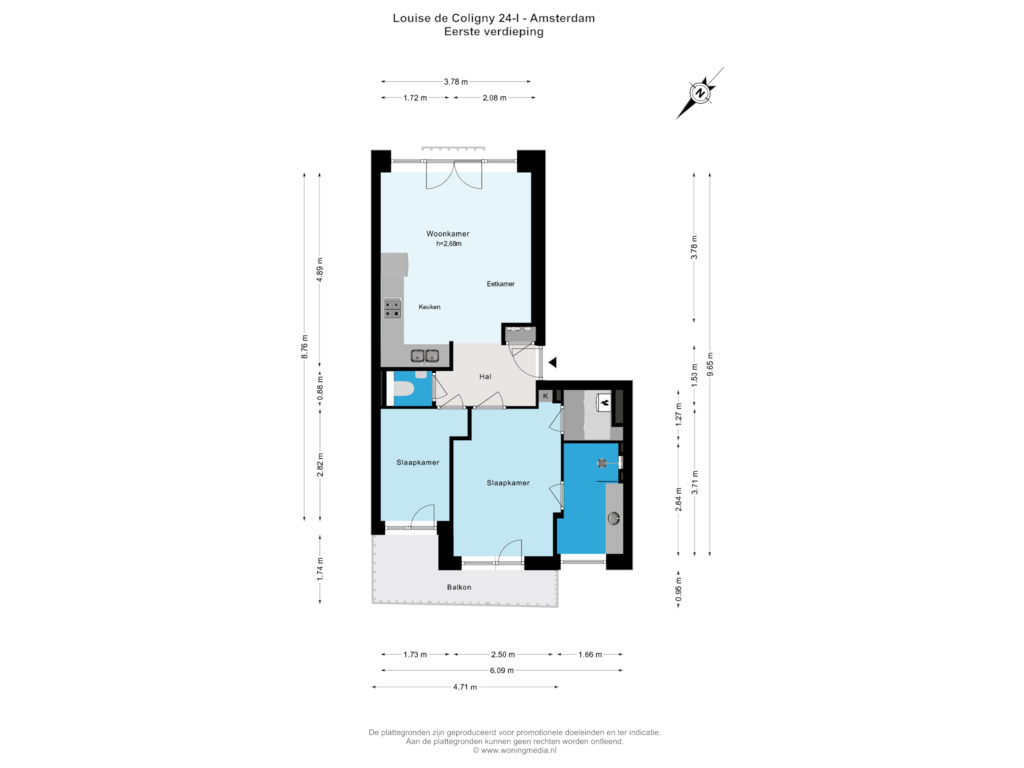 Bekijk plattegrond van Eerste verdieping van Louise de Colignystraat 24-1