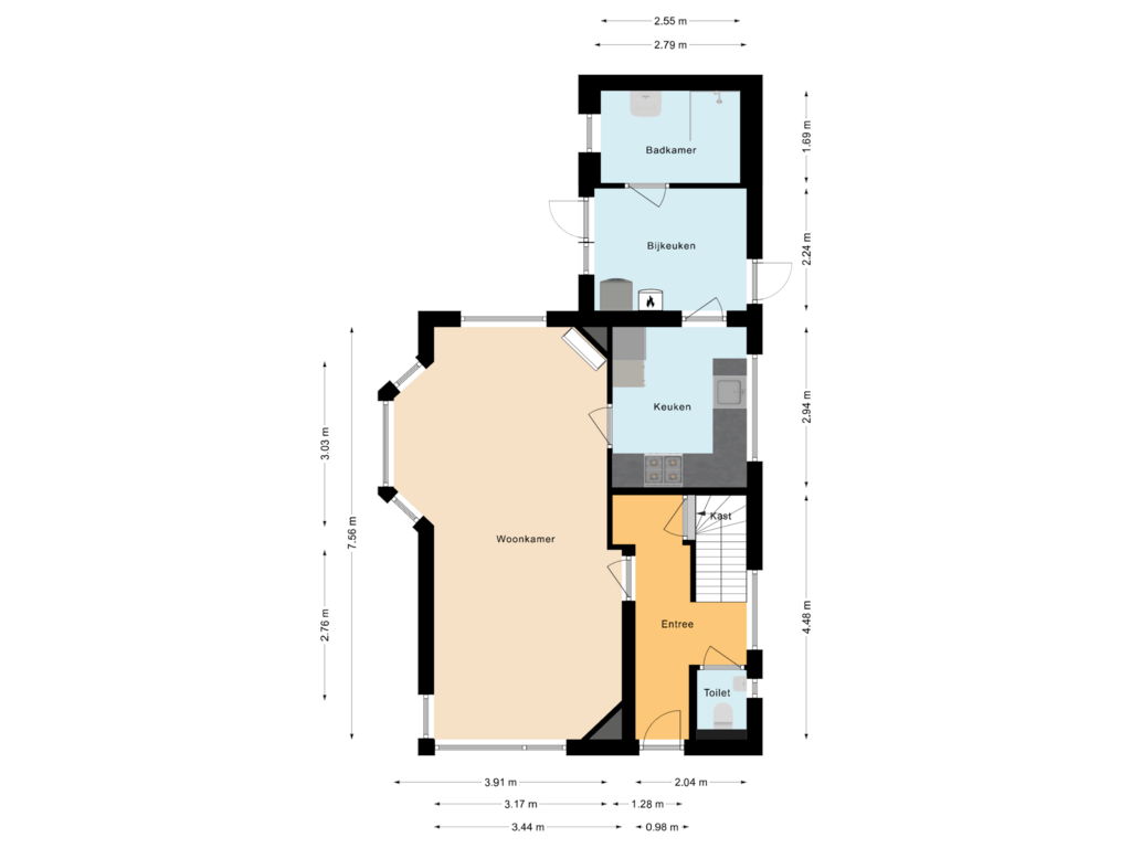 Bekijk plattegrond van Begane grond van Perebomenweg 7