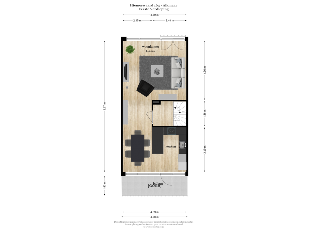 View floorplan of EERSTE VERDIEPING of Hiemerwaard 164