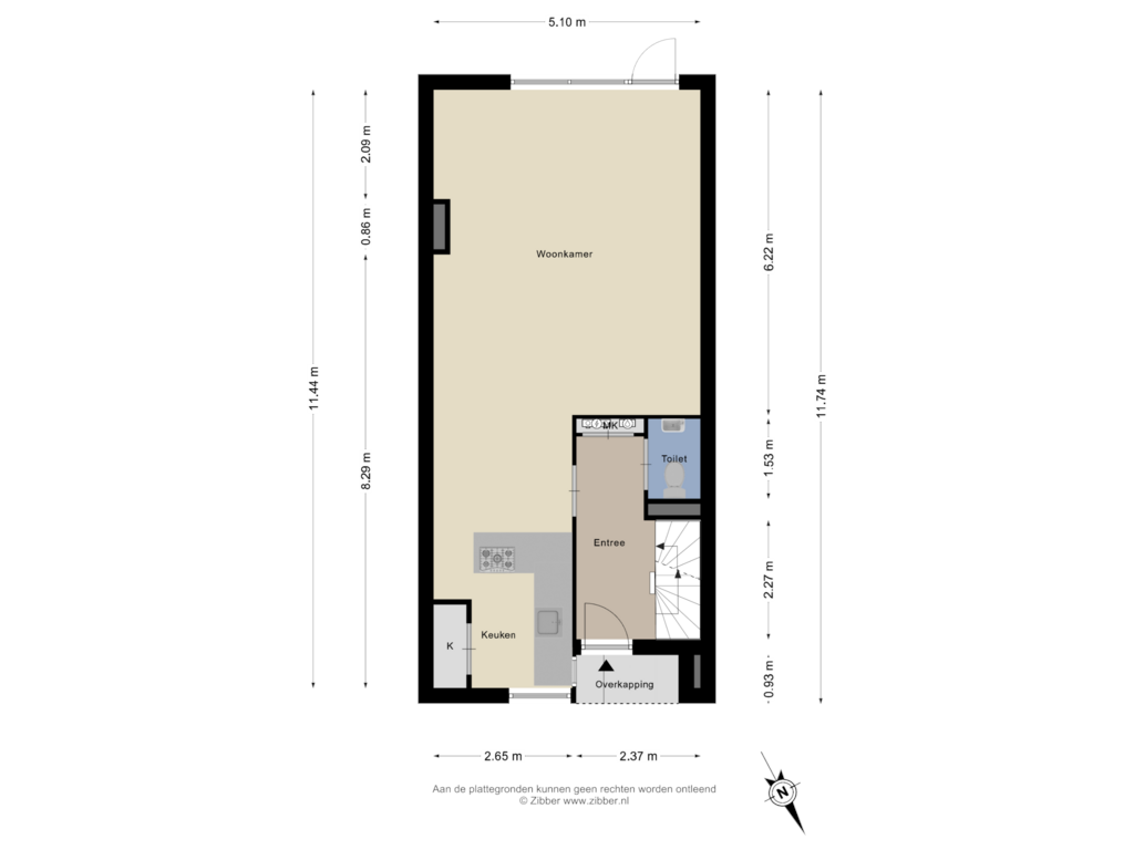 Bekijk plattegrond van Begane grond van Prins Hendrikstraat 25-A