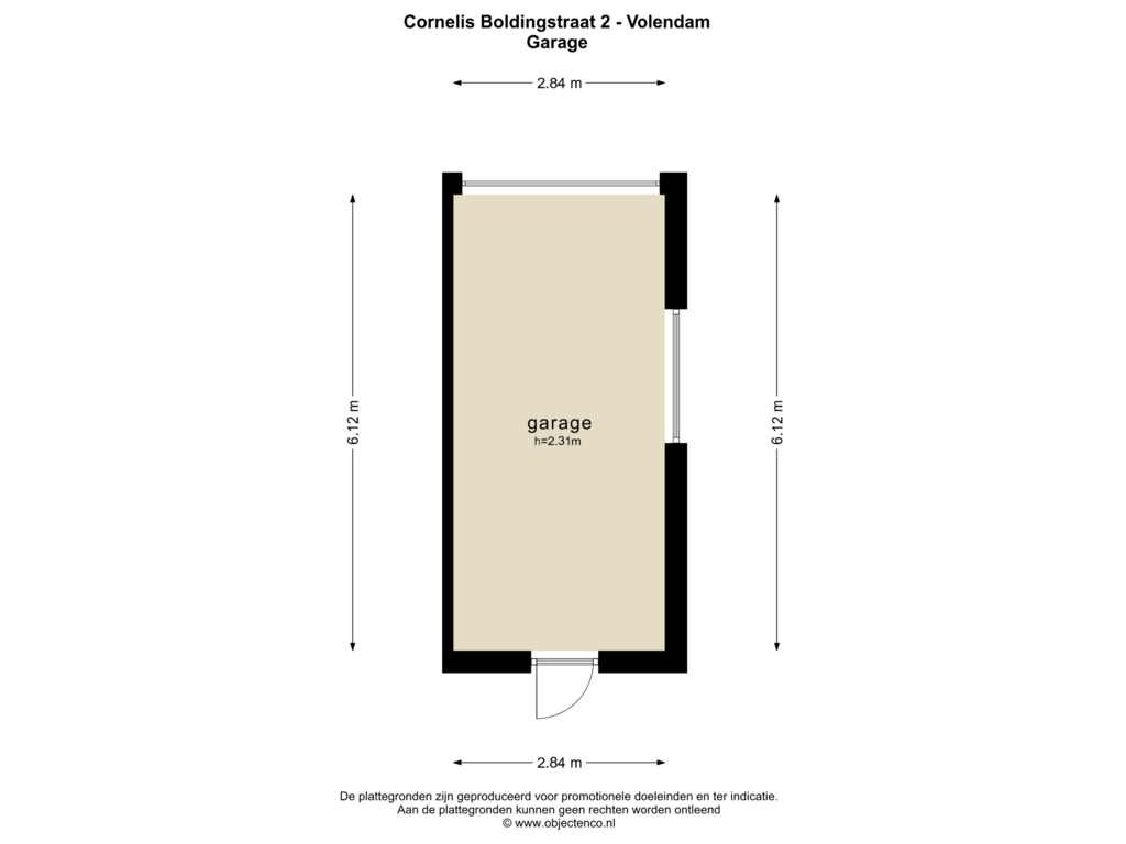 View floorplan of GARAGE of Cornelis Boldingstraat 2