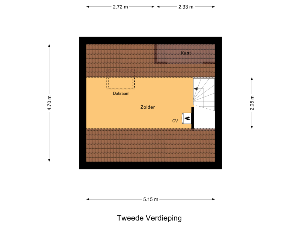 Bekijk plattegrond van Tweede Verdieping van van Linschotenstraat 85