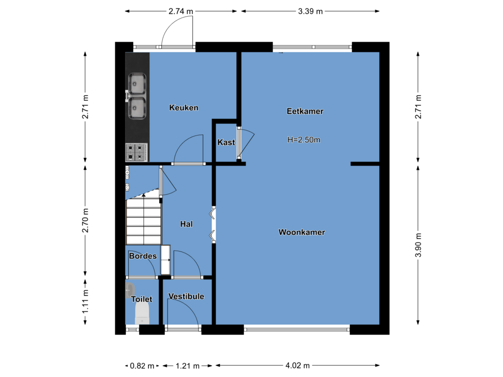 View floorplan of First floor of C. Evertsenstraat 43