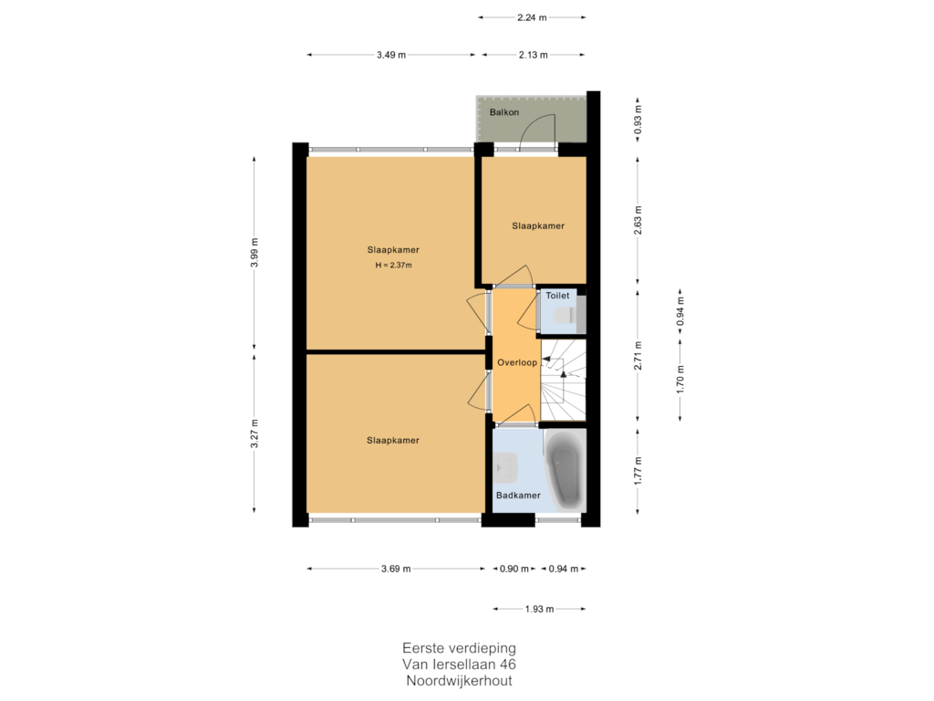 Bekijk plattegrond van Eerste verdieping van van Iersellaan 46