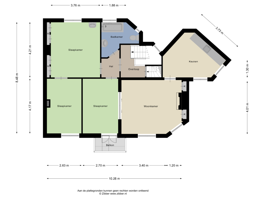 Bekijk plattegrond van Eerste verdieping van Parkstraat 6-A