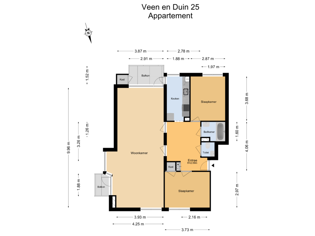 Bekijk plattegrond van 2e Verdieping van Veen en Duin 25