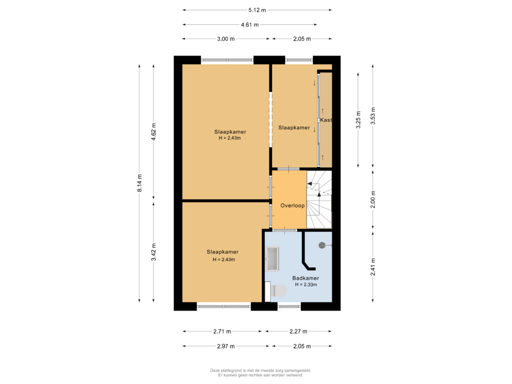 View floorplan of Eerste verdieping of Mendeldreef 271