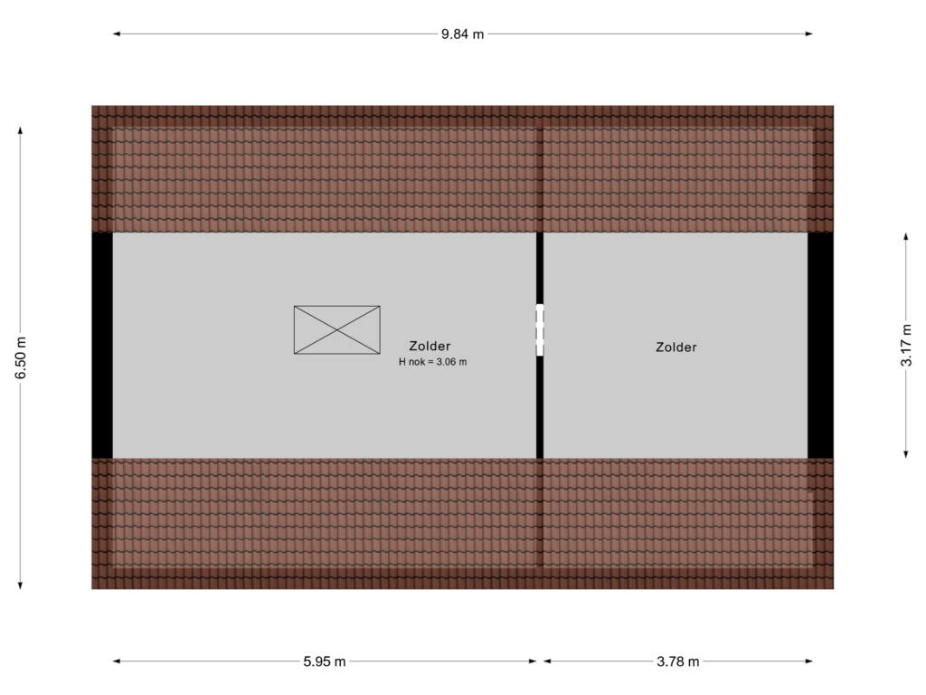 View floorplan of 3e verdieping of Plaswijcklaan 43