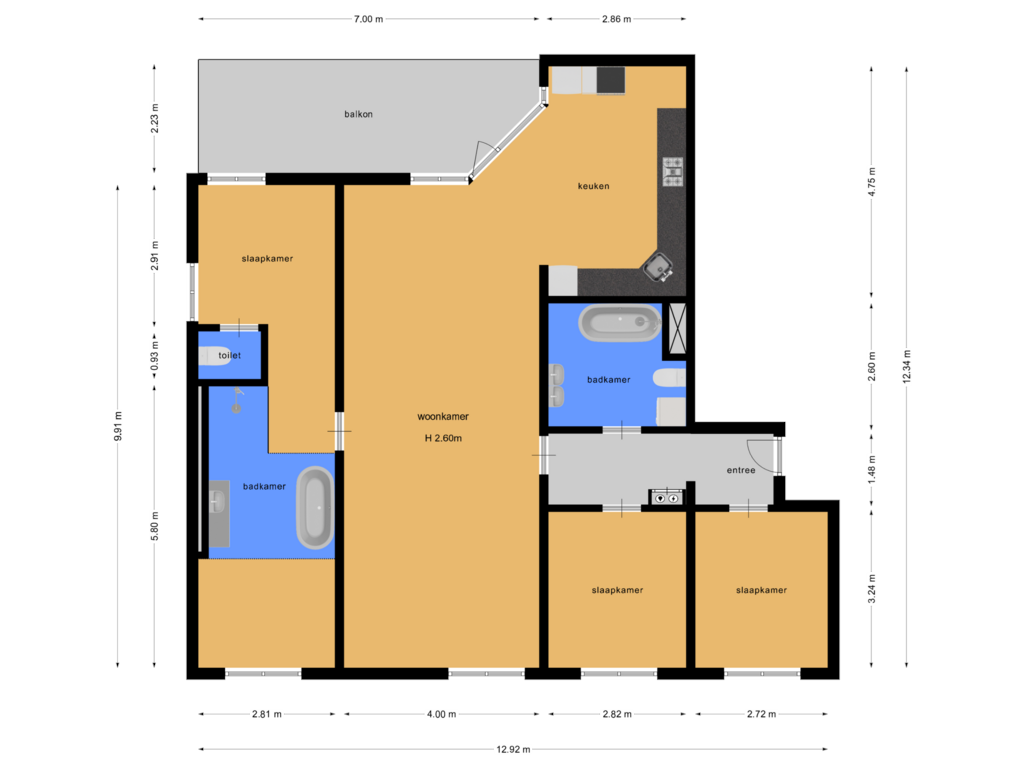 View floorplan of Etage of Leusdenhof 203