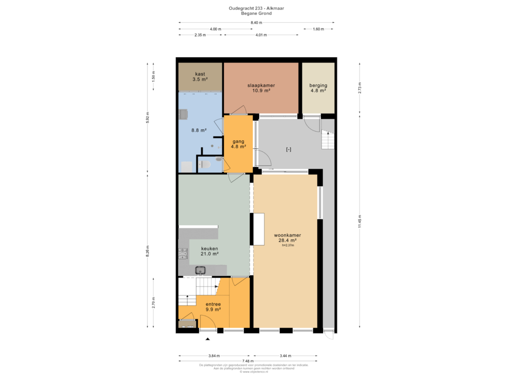 Bekijk plattegrond van BEGANE GROND van Oudegracht 233