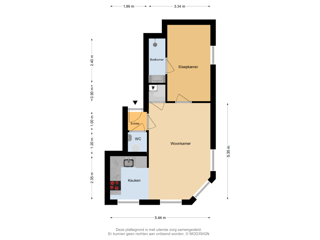 Bekijk plattegrond van Appartement van Kloosterstraat 13-A