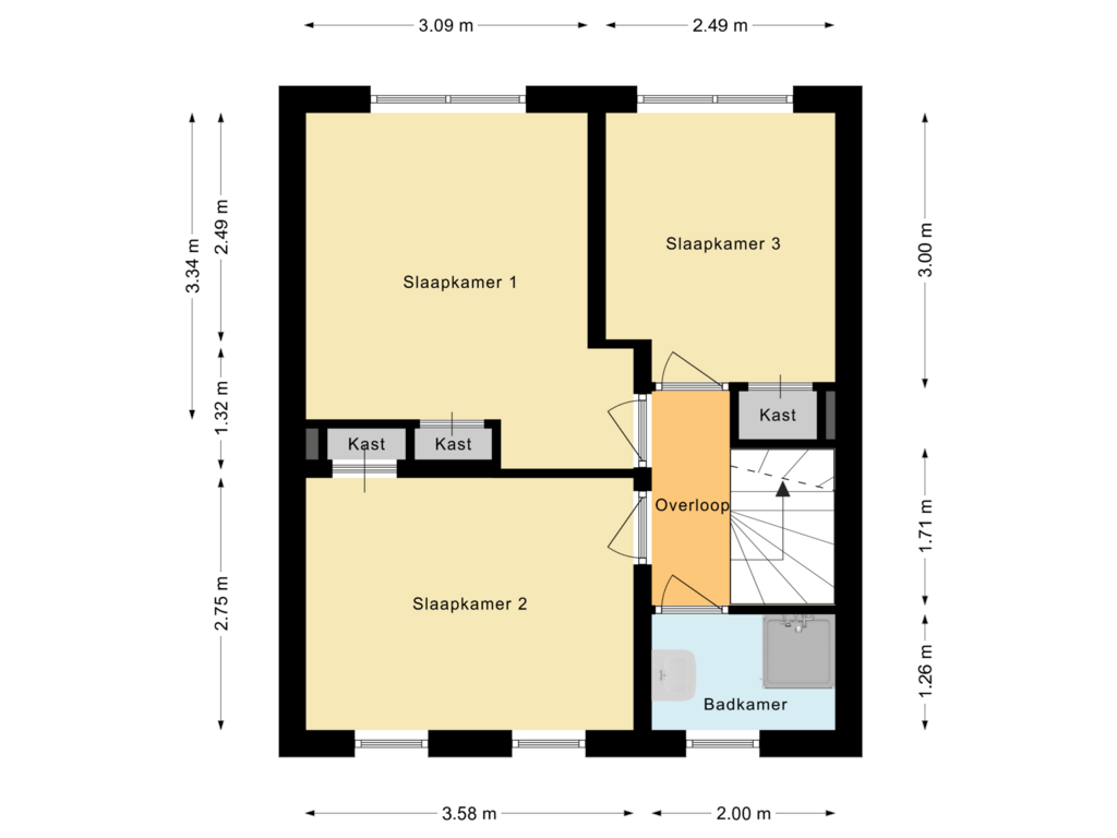 Bekijk plattegrond van Eerste verdieping van Steven van Rumelaerstraat 52