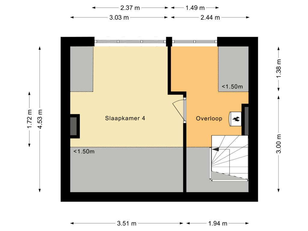 Bekijk plattegrond van Tweede verdieping van Steven van Rumelaerstraat 52