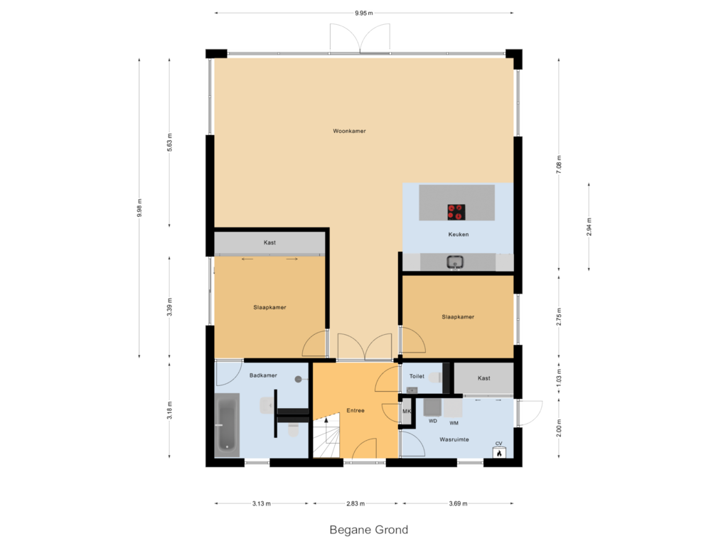 View floorplan of Begane Grond of Wijnkopersgilde 14