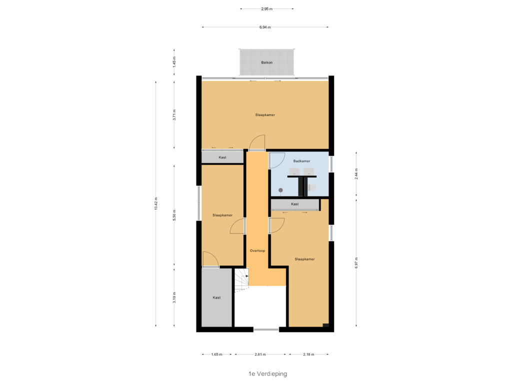 View floorplan of 1e Verdieping of Wijnkopersgilde 14