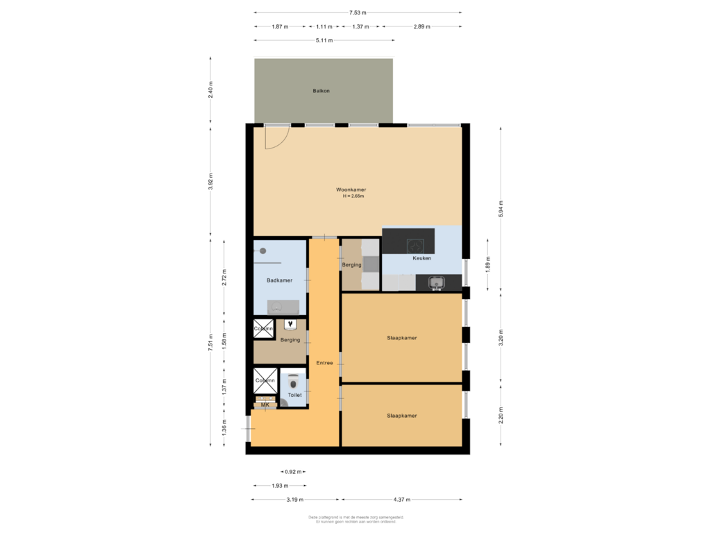 Bekijk plattegrond van Appartement van Charentestroom 113