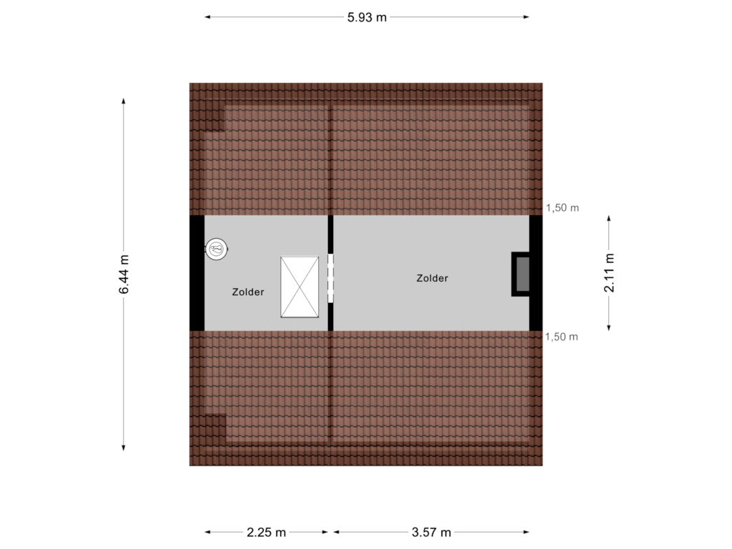 Bekijk plattegrond van Zolder van De Huterstraat 18