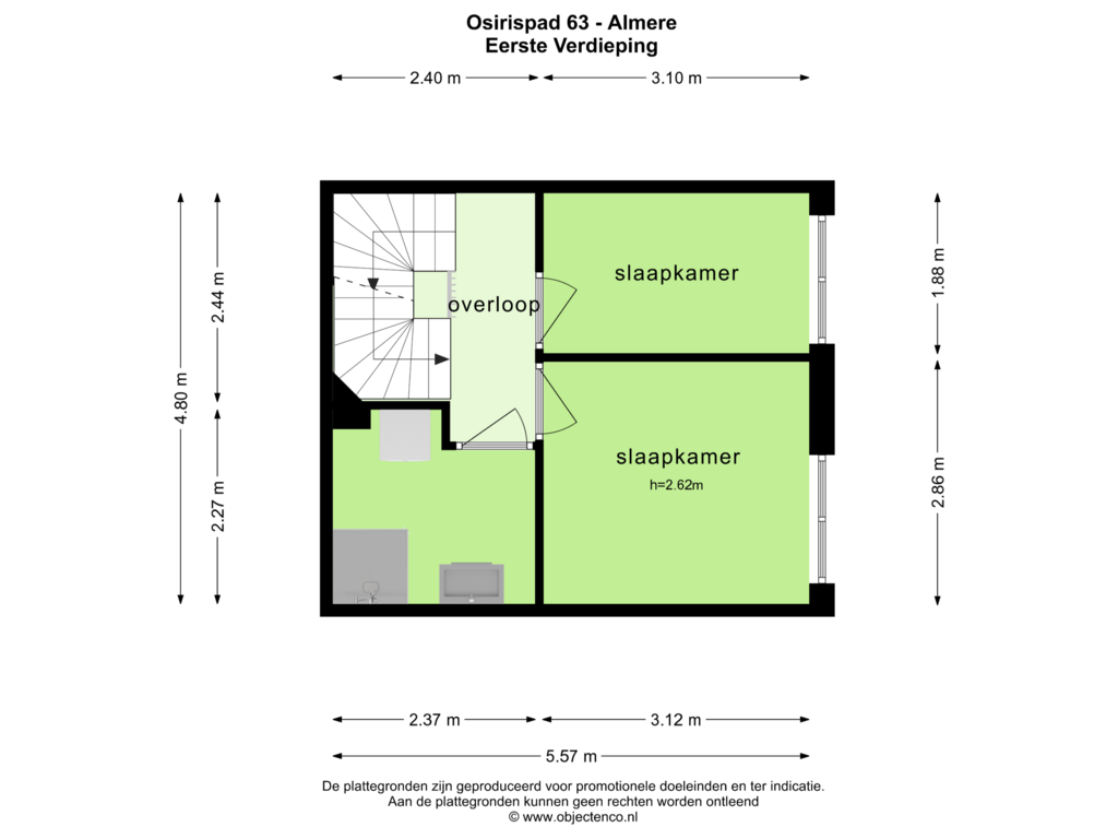 Bekijk plattegrond van Eerste Verdieping van Osirispad 63