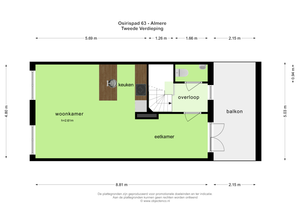 Bekijk plattegrond van Tweede Verdieping van Osirispad 63