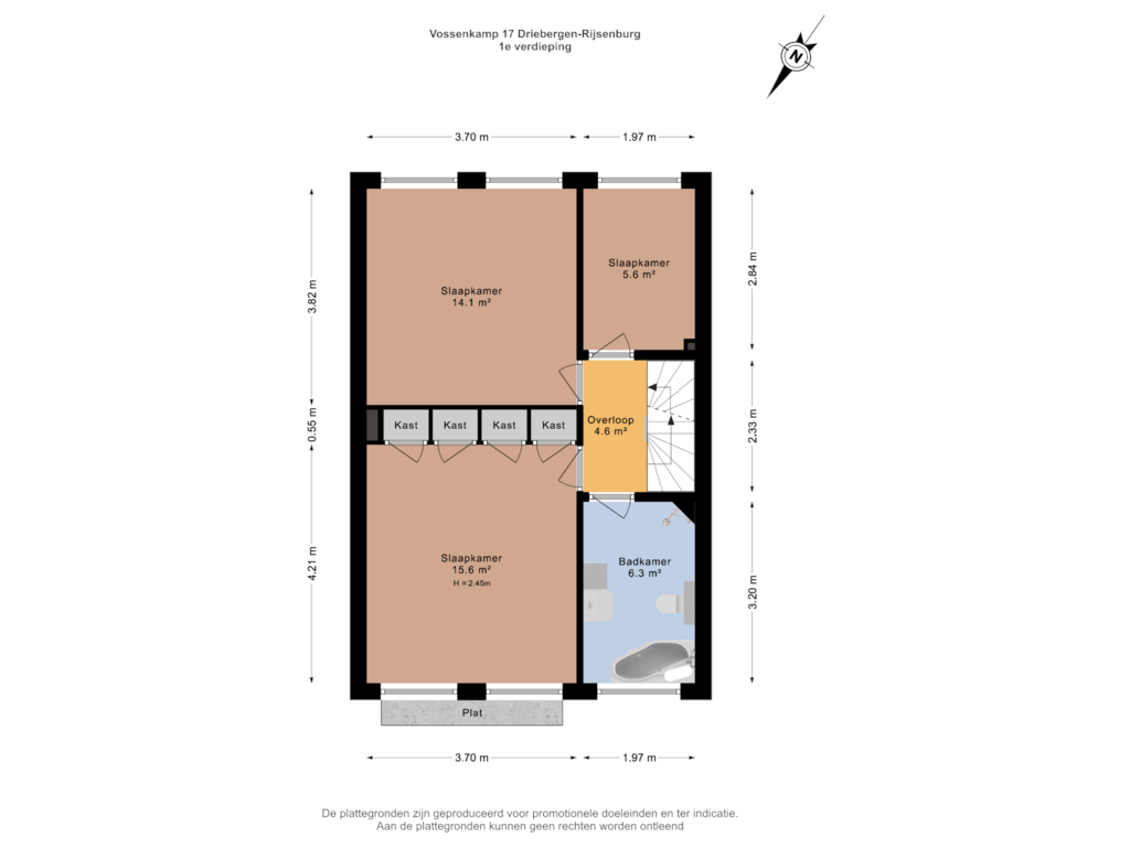 Bekijk plattegrond van 1e verdieping van Vossenkamp 17