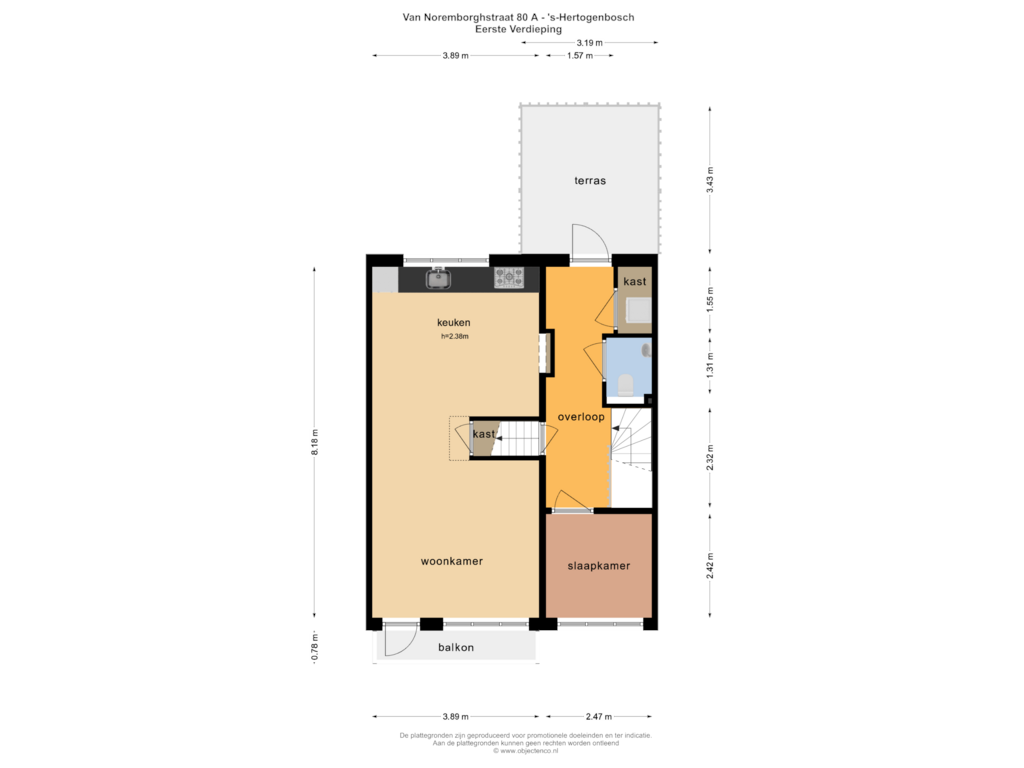 Bekijk plattegrond van EERSTE VERDIEPING van van Noremborghstraat 80-A