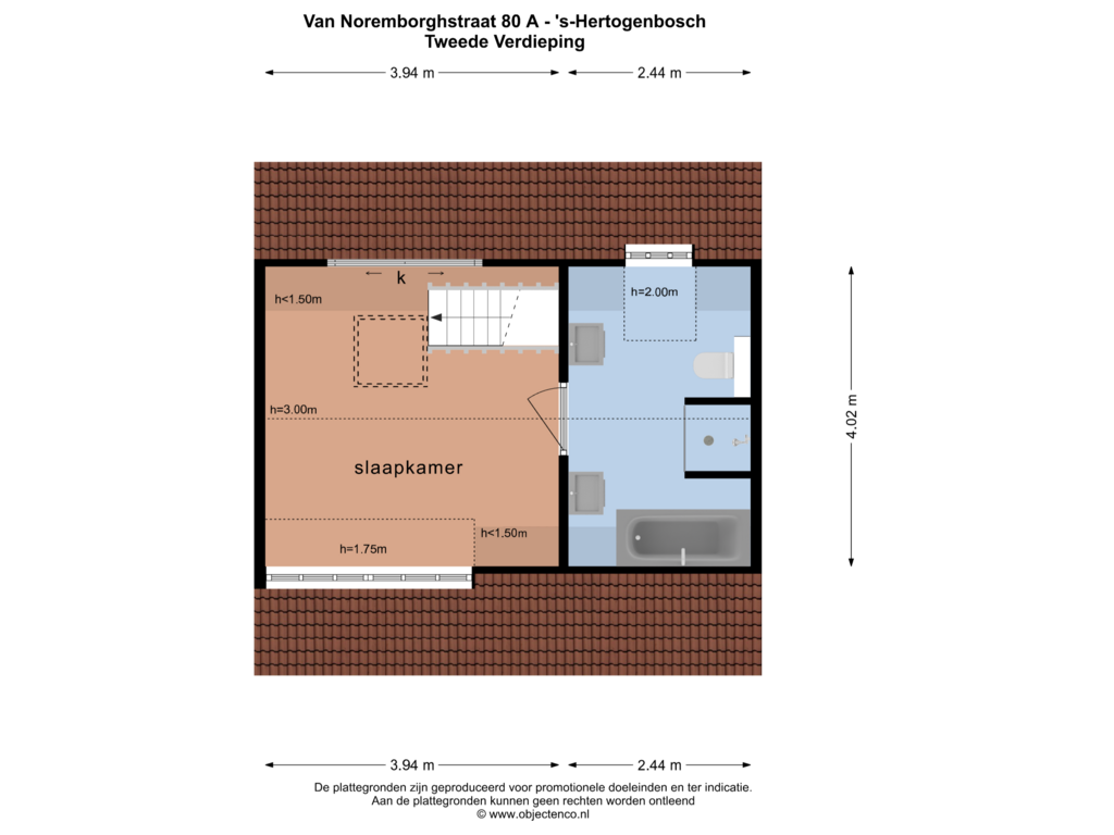 Bekijk plattegrond van TWEEDE VERDIEPING van van Noremborghstraat 80-A