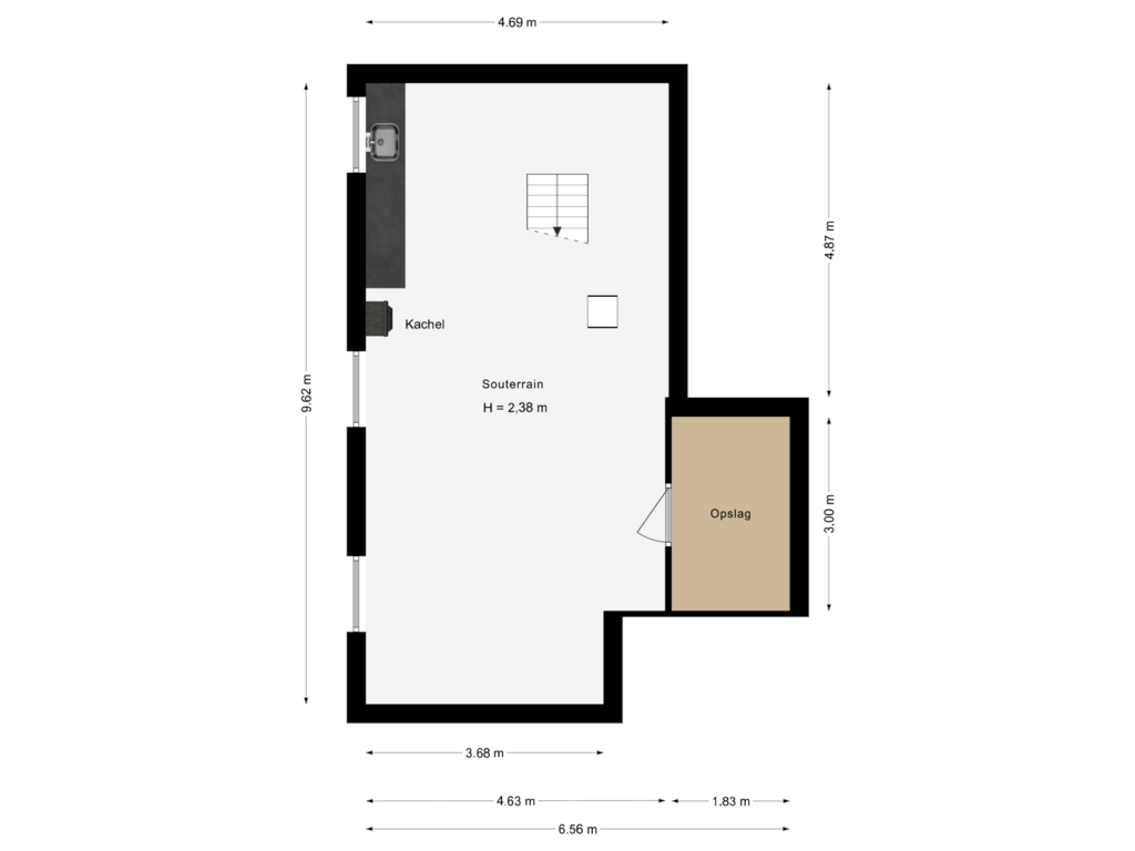 Bekijk plattegrond van Souterrain van Boomgaardstraat 12