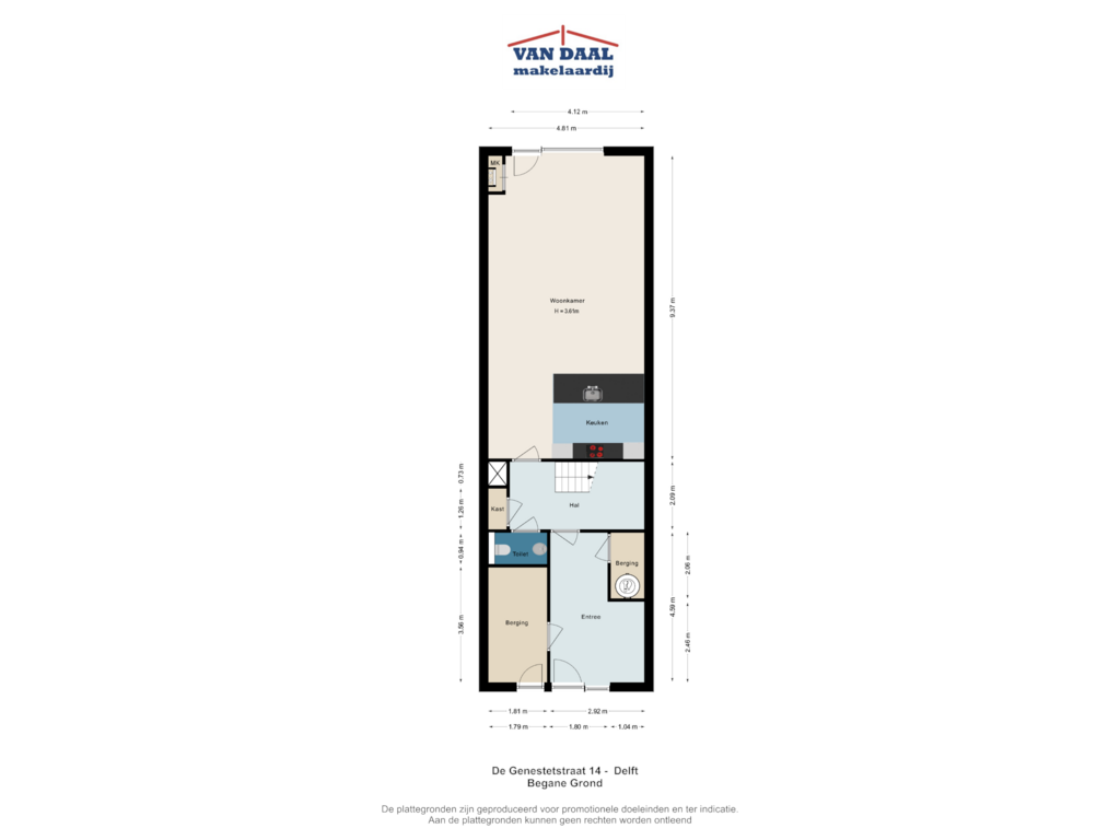 Bekijk plattegrond van Begane grond van De Genestetstraat 14