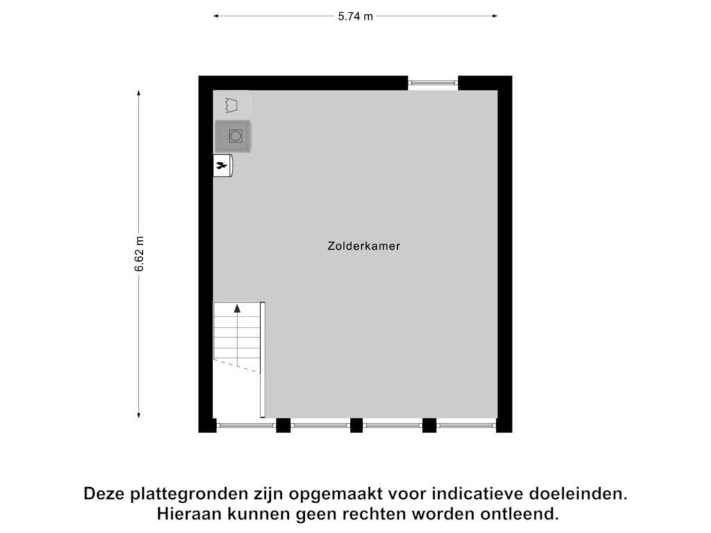 Bekijk plattegrond van Zolder van Eendrachtstraat 32