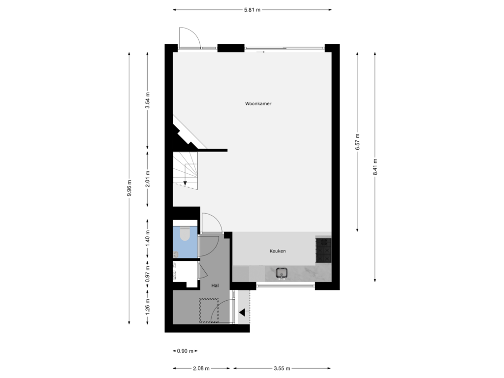 View floorplan of Begane Grond of Neubourgstraat 38