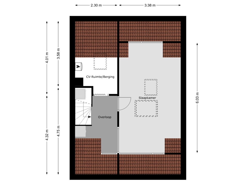 View floorplan of 2e Verdieping of Neubourgstraat 38