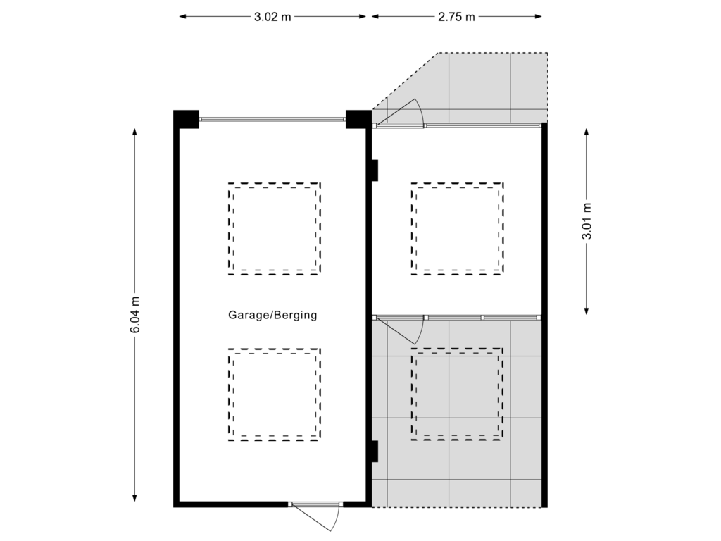 View floorplan of Garage/Berging of Neubourgstraat 38