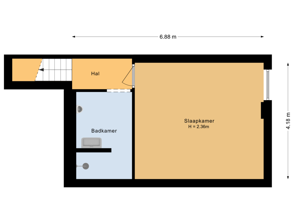 Bekijk plattegrond van Souterrain van Valkenaarstraat 25