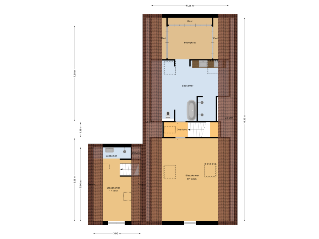 Bekijk plattegrond van Eerste verdieping van Valkenaarstraat 25