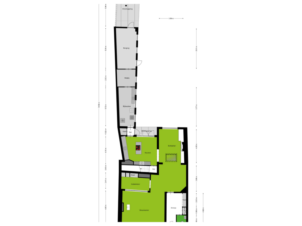 View floorplan of Begane grond of 's-Gravenstraat 161