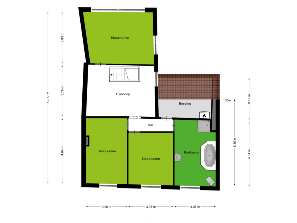 View floorplan of Eerste verdieping of 's-Gravenstraat 161