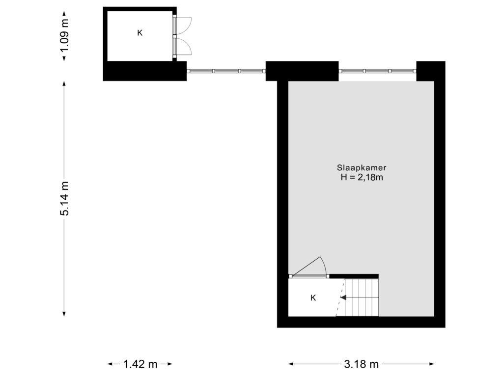 View floorplan of Souterrain of Stadhoudersweg 26-A