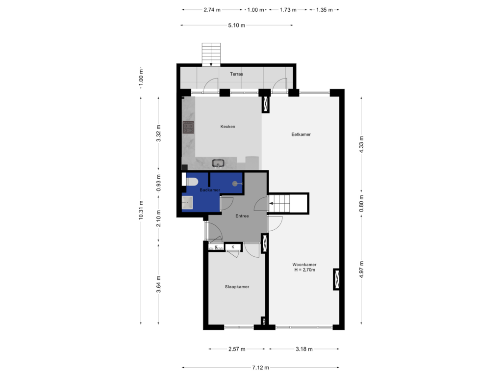 View floorplan of Begane Grond of Stadhoudersweg 26-A