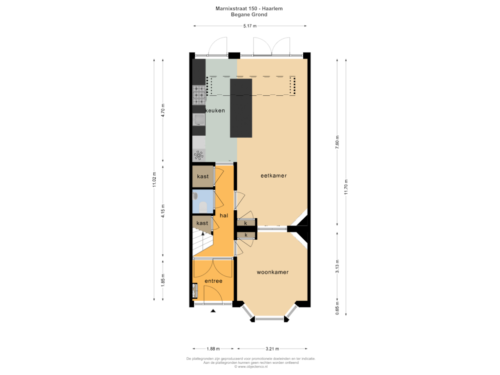 View floorplan of BEGANE GROND of Marnixstraat 150