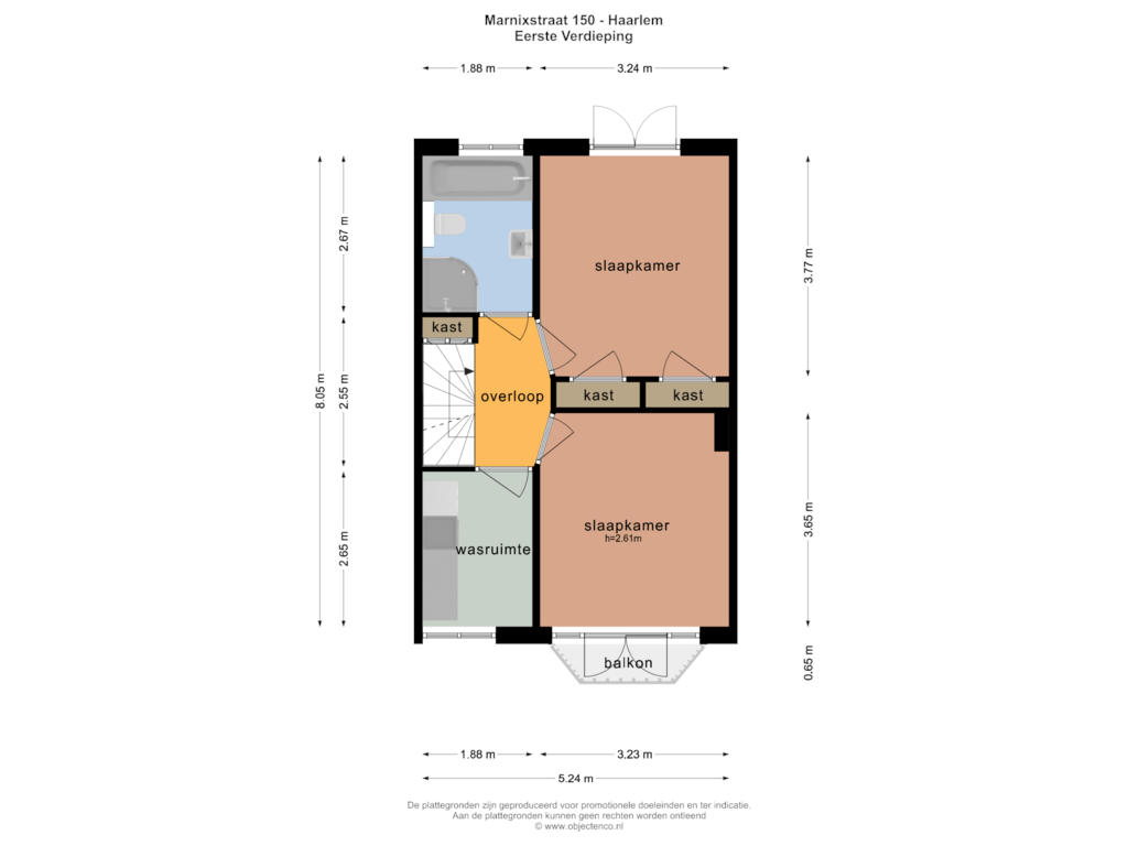 View floorplan of EERSTE VERDIEPING of Marnixstraat 150